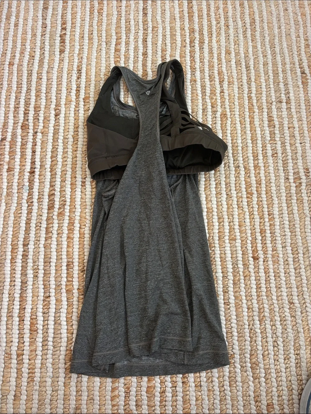 lululemon athletica Charcoal Gray Backless Racerback Dress with Built-In Bra